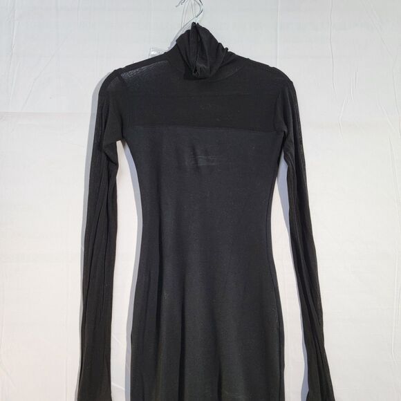 MARCELLAMODA Black Midi Dress Turtleneck Stretchable Bodycon Long Sleeve Size 00 - Picture 6 of 9